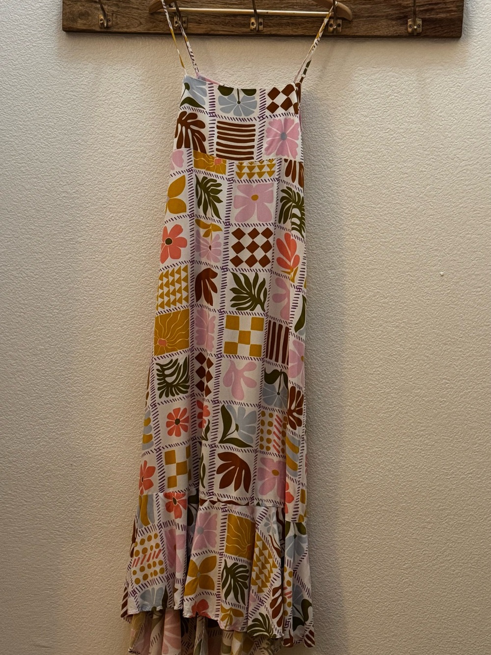 Paper Heart Anthropologie Floral Botanical Patchwork Maxi Dress L Boho